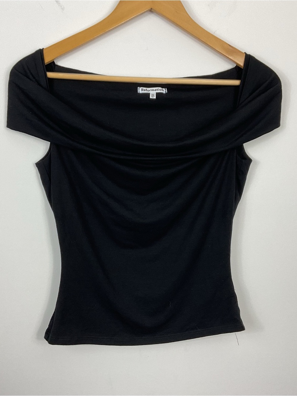 Reformation Off The Shoulder Black Cap Sleeve Top Womens Size XS
